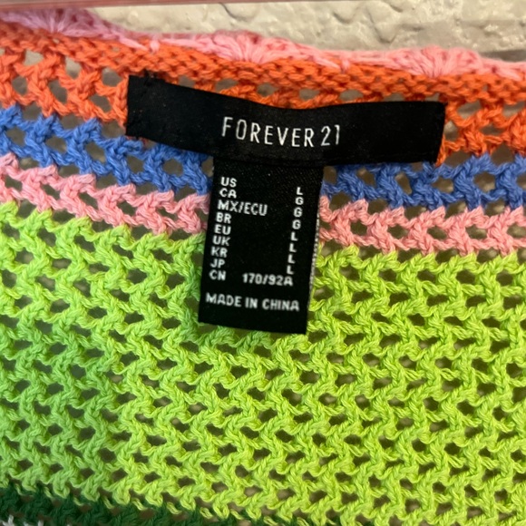 Forever 21 Striped Sweater Knit Crochet  Cream/Multi - Picture 2 of 4